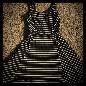 Black and white striped tank dress